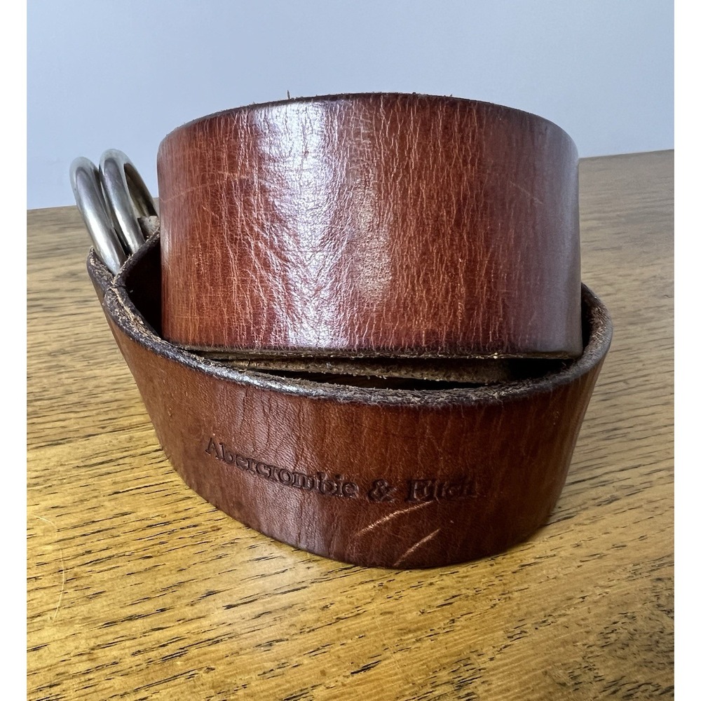 Vintage Abercrombie & Fitch Brown Leather O-Ring Belt M Made in England